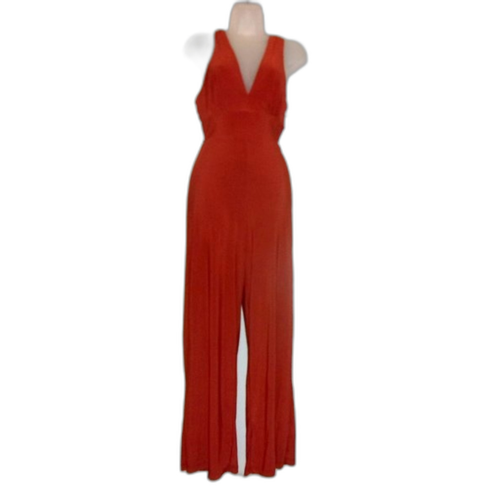 Haute Monde Small Cognac Belted Sleeveless Jumpsuit NWT
